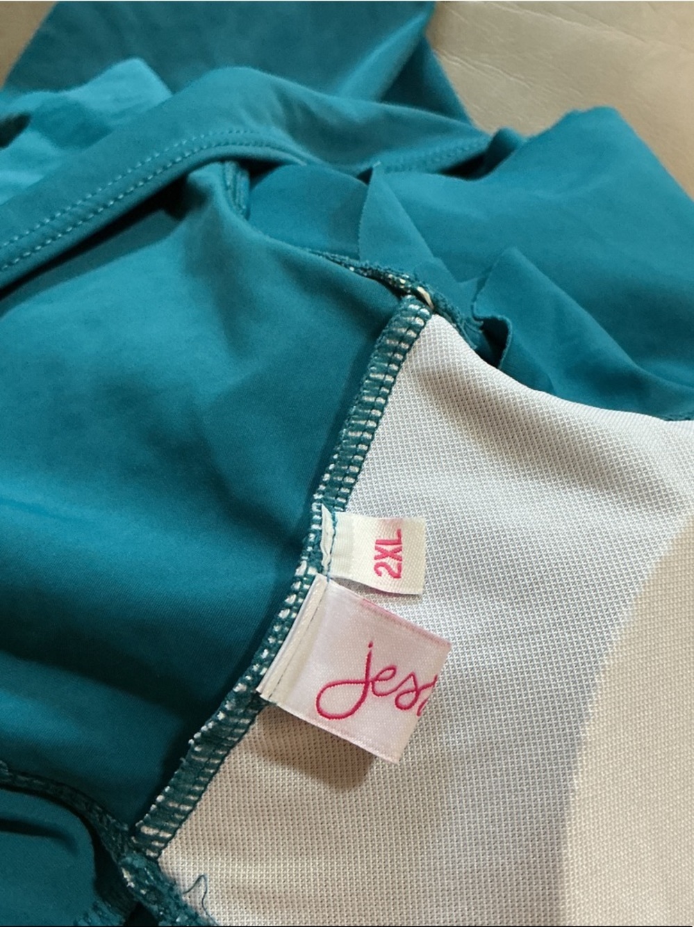 Teal Ruffle Sleeve V-Neck One-Piece Swimsuit - Picture 3 of 3